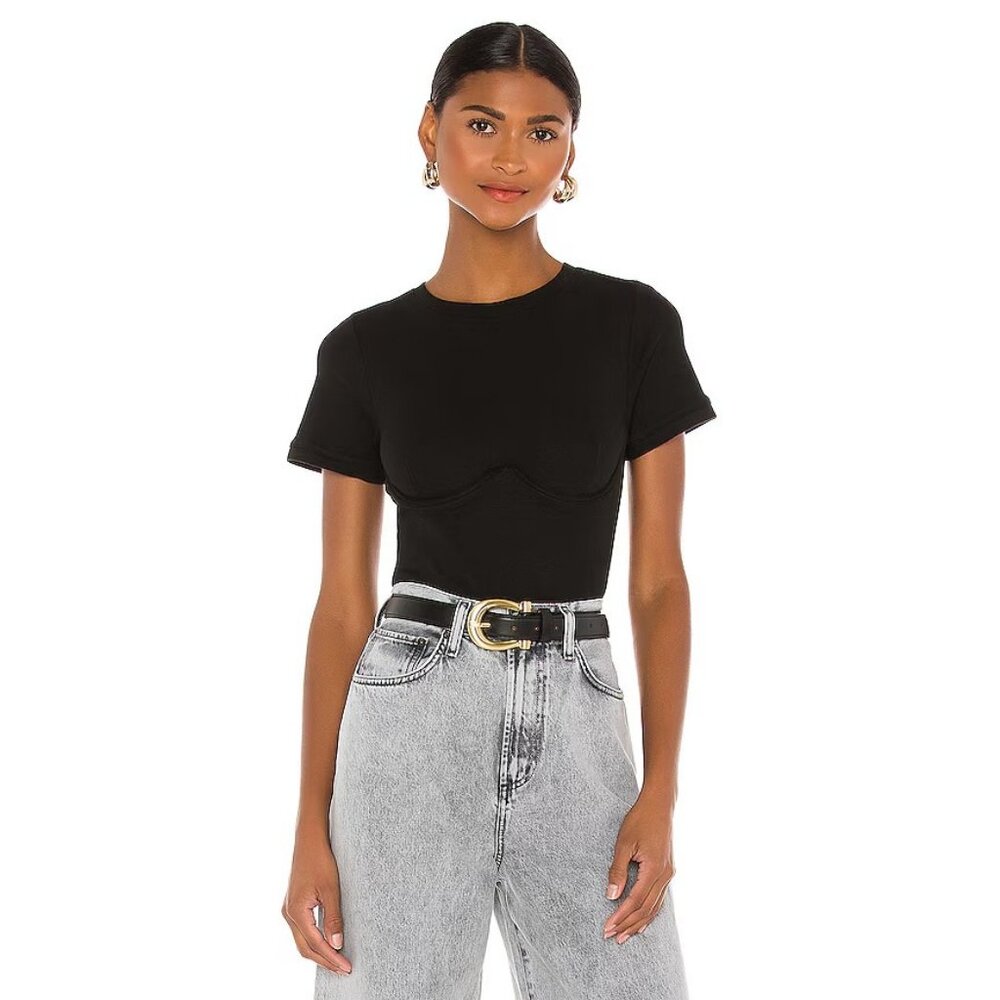 OW Collection Thea Bodysuit in Black Caviar